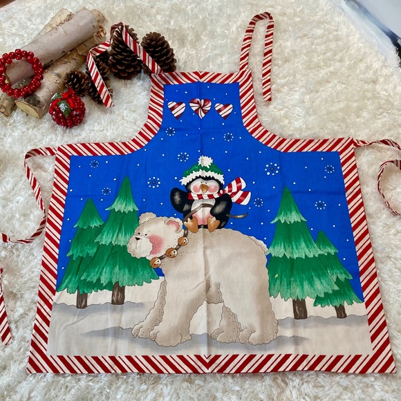 🆕🎄🐧🐻‍❄️ SWEETEST XMAS APRON NWOT - Picture 1 of 13